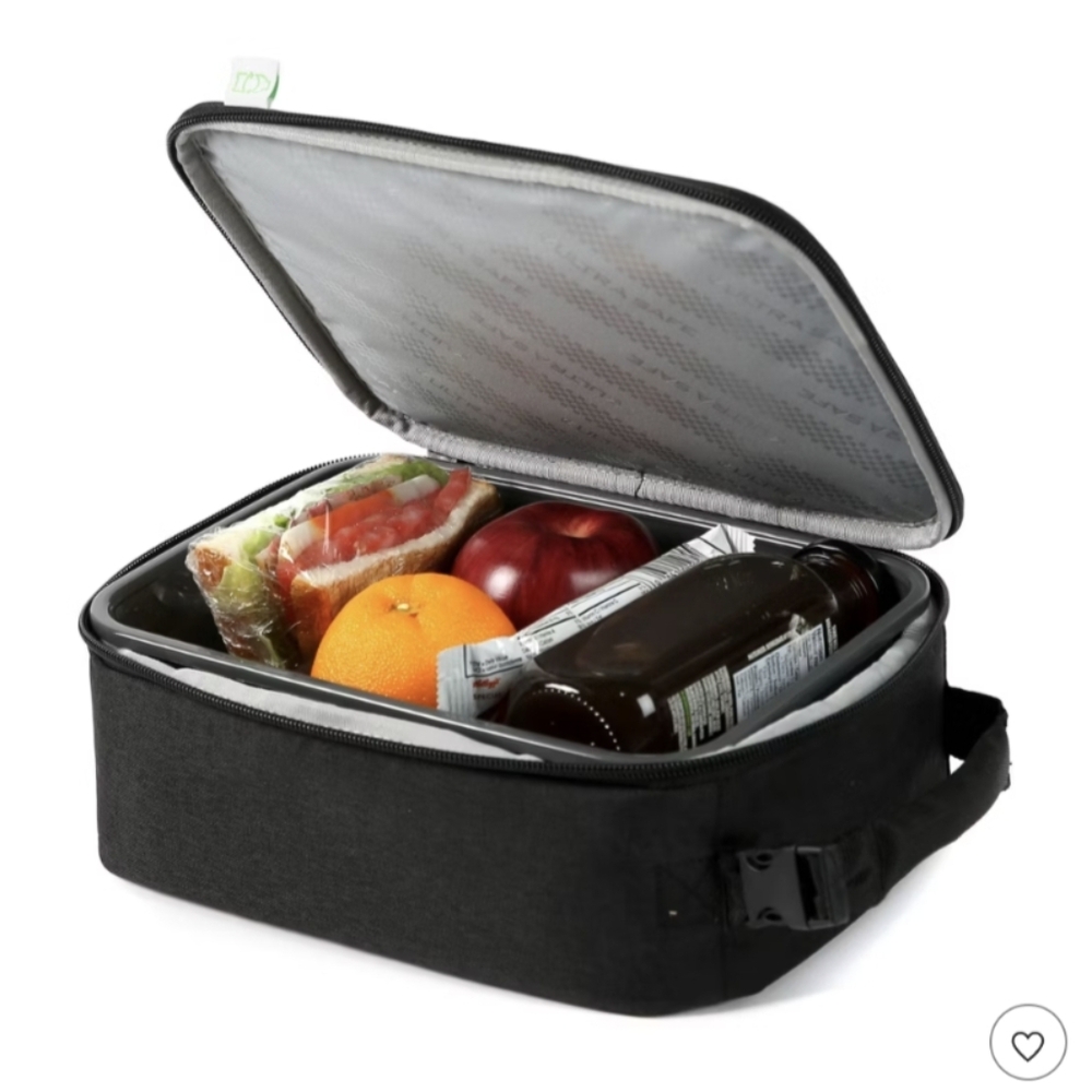 Fulton Bag Co Black Hard Liner Insulated Upright Lunch Box Bag W Pockets